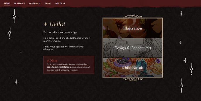 vorpaelyzis.art Art portfolio website for Vorpaelyzis